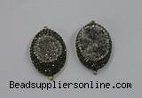 NGC1108 25*35mm oval druzy agate connectors wholesale