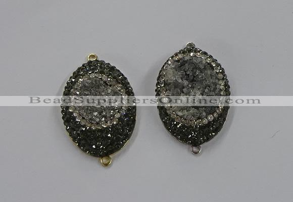 NGC1108 25*35mm oval druzy agate connectors wholesale