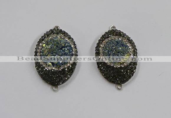 NGC1109 25*35mm oval druzy agate connectors wholesale