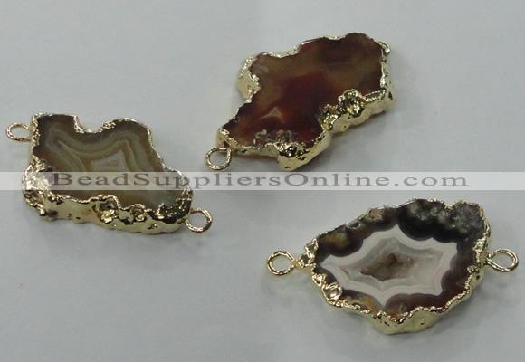 NGC111 20*30mm - 35*40mm freeform druzy agate connectors wholesale