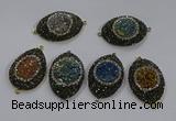 NGC1111 25*35mm oval druzy agate connectors wholesale