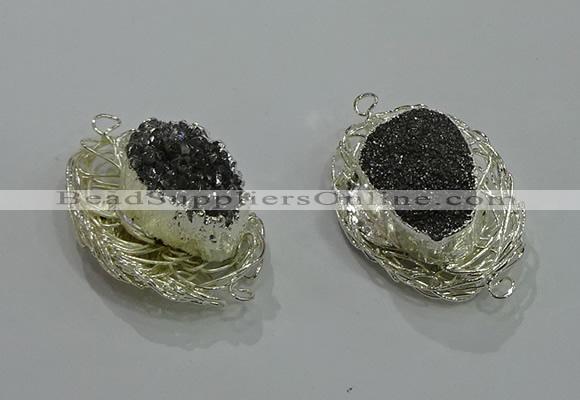 NGC1120 22*30mm - 25*35mm freeform druzy agate connectors wholesale