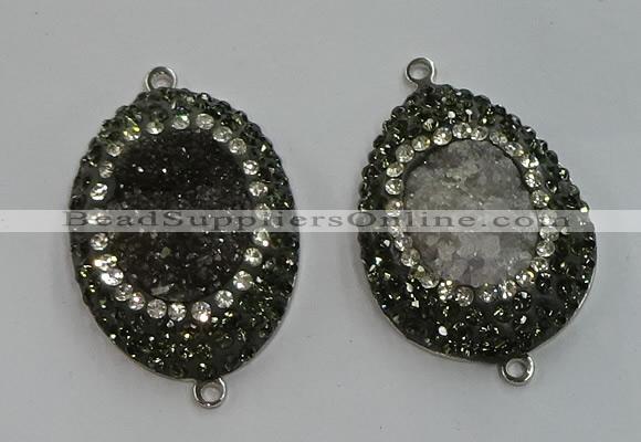 NGC1142 25*35mm freeform druzy agate connectors wholesale