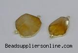 NGC1152 20*30mm - 30*35mm freeform citrine gemstone connectors