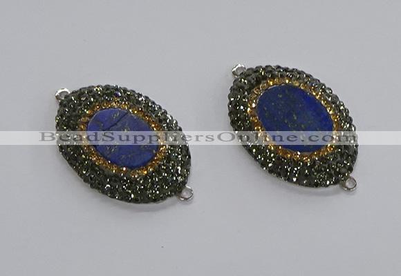 NGC1160 25*35mm oval lapis lazuli gemstone connectors wholesale