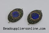 NGC1164 25*35mm oval lapis lazuli gemstone connectors wholesale