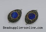 NGC1166 25*35mm freeform lapis lazuli gemstone connectors wholesale