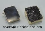 NGC120 30*40mm - 35*45mm rectangle druzy amethyst connectors