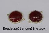 NGC1215 30mm flat round agate gemstone connectors wholesale