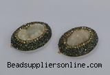 NGC1278 35*45mm oval druzy agate connectors wholesale