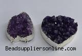 NGC1322 45*50mm - 50*60mm heart druzy amethyst connectors