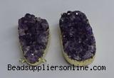 NGC1323 35*50mm - 40*60mm freeform druzy amethyst connectors