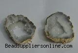 NGC136 30*40mm - 35*45mm freeform plated druzy agate connectors