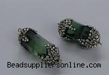 NGC1463 15*40mm - 15*45mm faceted nuggets green fluorite connectors