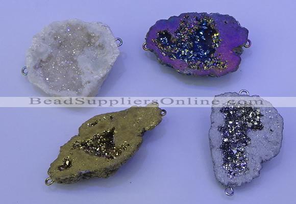 NGC1478 28*35mm - 40*45mm freeform plated druzy agate connectors