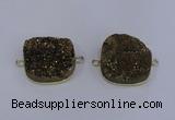 NGC1501 25*25mm square druzy quartz gemstone connectors wholesale