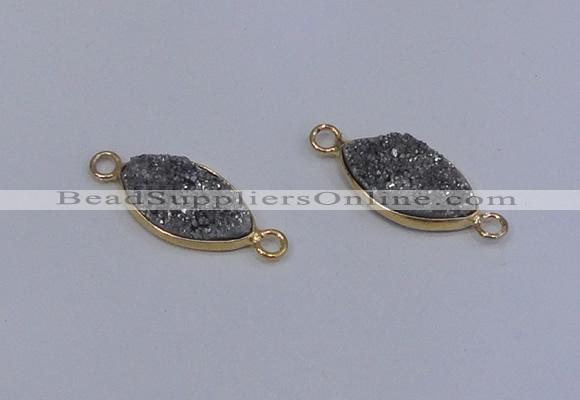 NGC1515 10*18mm marquise druzy quartz gemstone connectors wholesale