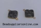 NGC1537 18*18mm diamond druzy quartz gemstone connectors wholesale