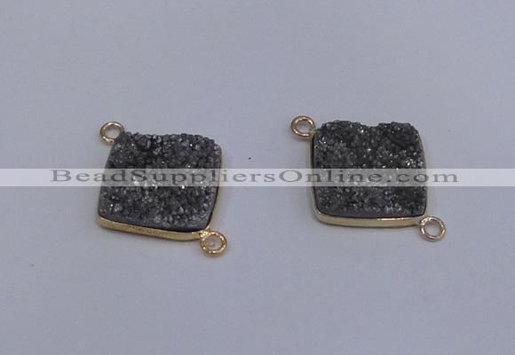 NGC1537 18*18mm diamond druzy quartz gemstone connectors wholesale