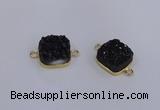 NGC1544 15*15mm square druzy quartz gemstone connectors wholesale