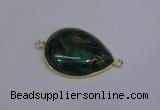 NGC1550 22*30mm teardrop malachite & pyrite gemstone connectors