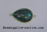 NGC1553 22*30mm teardrop turquoise & pyrite gemstone connectors