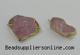 NGC1560 18*25mm - 30*35mm freeform rose quartz connectors