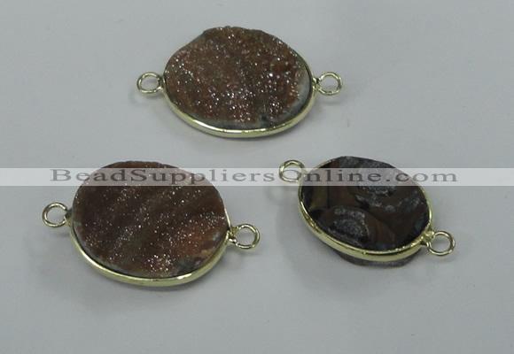 NGC157 15mm - 25mm freeform plated druzy agate connectors