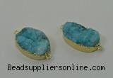 NGC1577 18*25mm - 18*28mm oval druzy quartz connectors wholesale