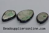 NGC1747 25*35mm - 30*45mm freeform green apple jasper connectors