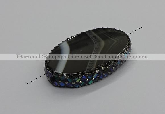 NGC1782 35*55mm oval agate gemstone connectors wholesale