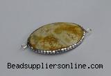 NGC1820 35*50mm oval agate gemstone connectors wholesale