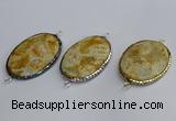 NGC1823 35*50mm oval agate gemstone connectors wholesale