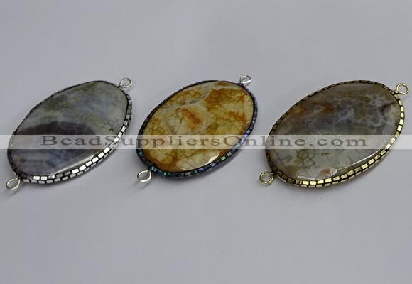 NGC1829 35*50mm oval agate gemstone connectors wholesale