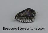 NGC1850 22*30mm - 25*35mm flat teardrop plated druzy amethyst connectors