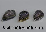 NGC1853 22*30mm - 25*35mm flat teardrop plated druzy amethyst connectors