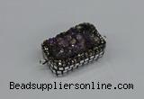 NGC1855 15*35mm - 22*30mm rectangle plated druzy amethyst connectors