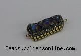 NGC1856 15*35mm - 22*30mm rectangle plated druzy amethyst connectors