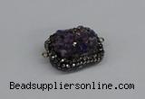 NGC1857 15*35mm - 22*30mm rectangle plated druzy amethyst connectors