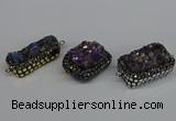 NGC1858 15*35mm - 22*30mm rectangle plated druzy amethyst connectors