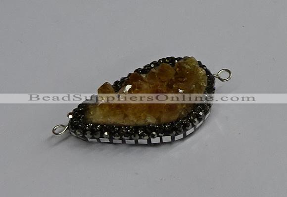 NGC1870 22*35mm - 25*40mm freeform druzy citrine connectors