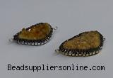 NGC1873 22*35mm - 25*40mm freeform druzy citrine connectors