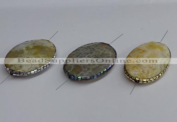 NGC1888 30*40mm - 30*45mm oval agate gemstone connectors