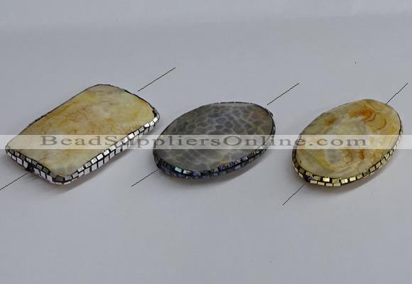 NGC1889 30*40mm - 30*45mm freeform agate gemstone connectors