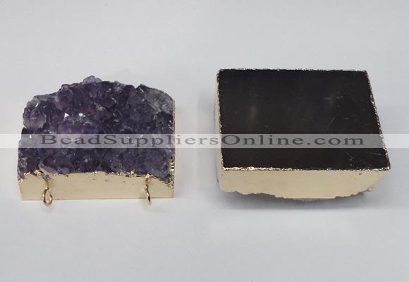 NGC195 35*45mm - 40*45mm freeform druzy amethyst connectors