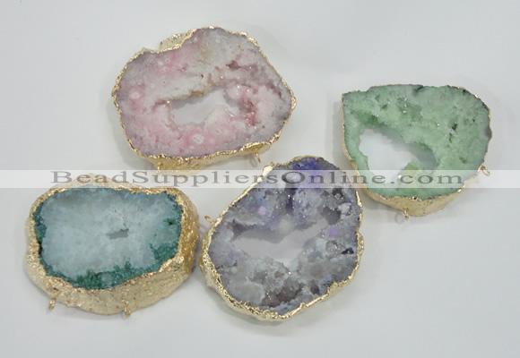 NGC205 50*60mm - 55*75mm freeform druzy agate connectors