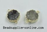 NGC246 16mm - 18mm coin druzy agate gemstone connectors