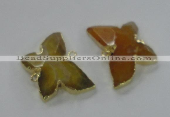 NGC252 22*30mm carved butterfly agate connectors wholesale