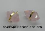 NGC260 18*30mm - 20*35mm faceted nuggets rose quartz connectors