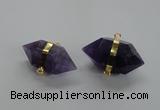 NGC262 18*30mm - 20*35mm faceted nuggets amethyst connectors